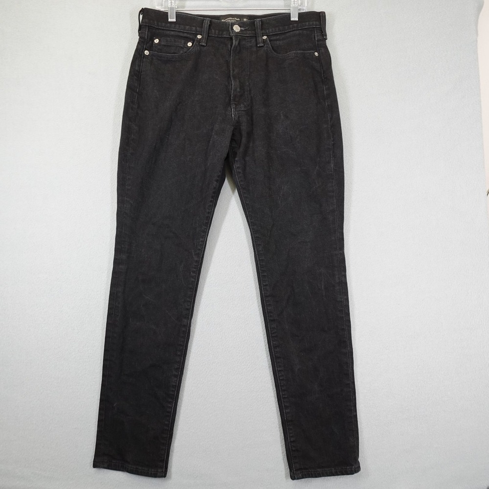 Abercrombie & Fitch Jeans Mens 33x32 Black Athletic Slim Signature Stretch Denim